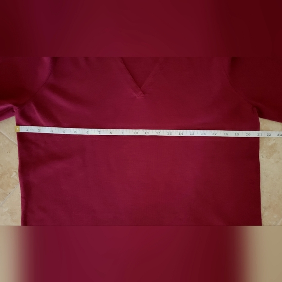NWOT French Laundry XL V-Neck Sweater 3/4 Sleeve Burgandy Maroonhi - Picture 8 of 12